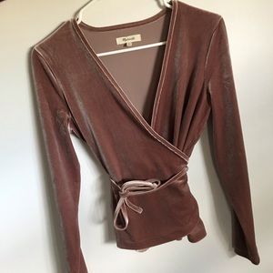 Madewell velvet wrap top NWOT